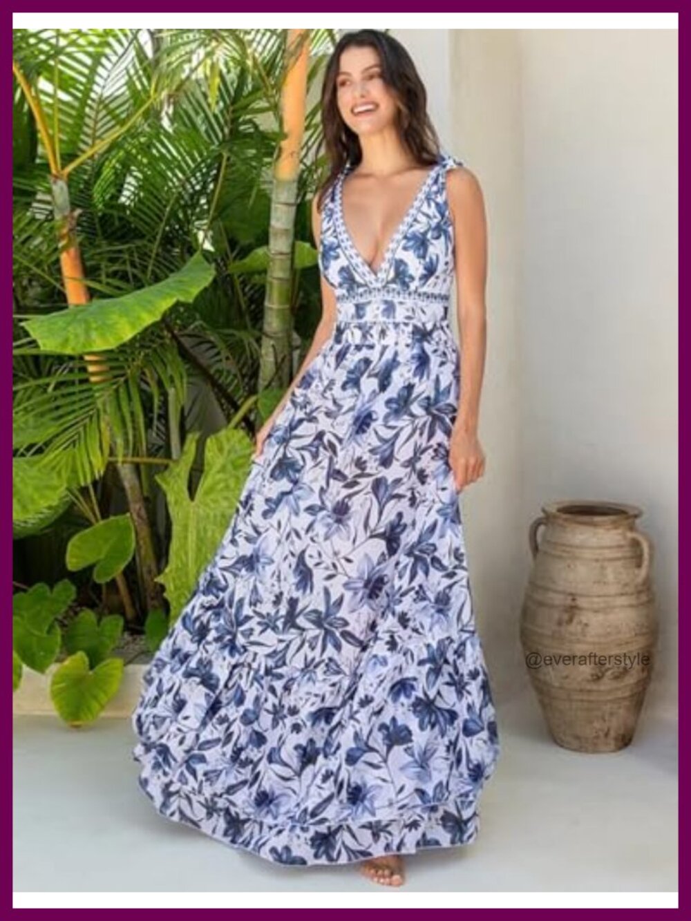 One Piece Swimsuit Lace Up V Neck with Sarong Skirt - Picture 4 of 6